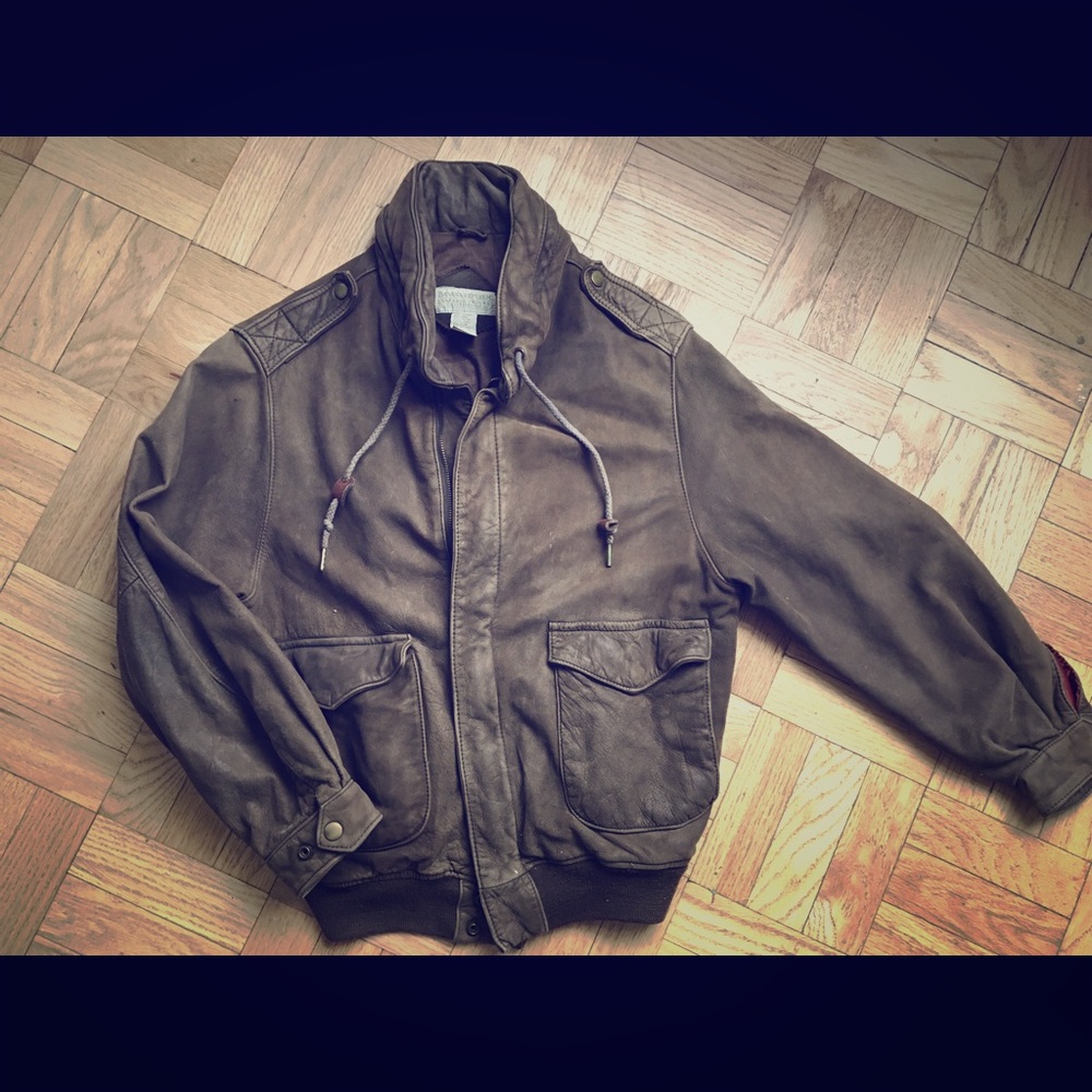 Banana Republic Leather Bomber Jacket (Vintage)